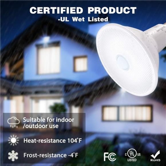 Motion Sensor Flood Light Bulbs, Dusk to Dawn LED Security Light E26 Base PAR38 - Picture 6 of 6